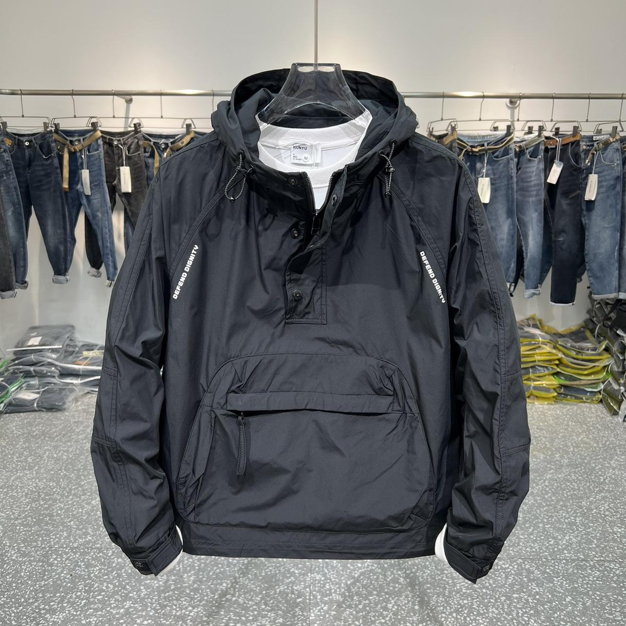 

Men s Fashion Long Sleeve Hooded Jacket Casual Outerwear with Zipper Pockets Outdoor Work Jacket Bomber Baseball Jacket S чёрный