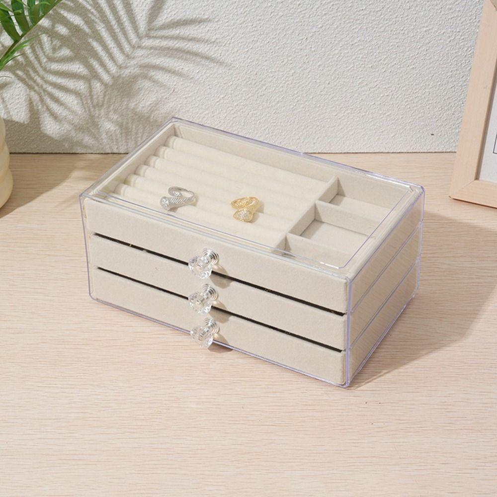 Stackable Acrylic Jewelry Organizer Dustproof 3 Layers Jewelry Box Jewelry Display Box  Desktop