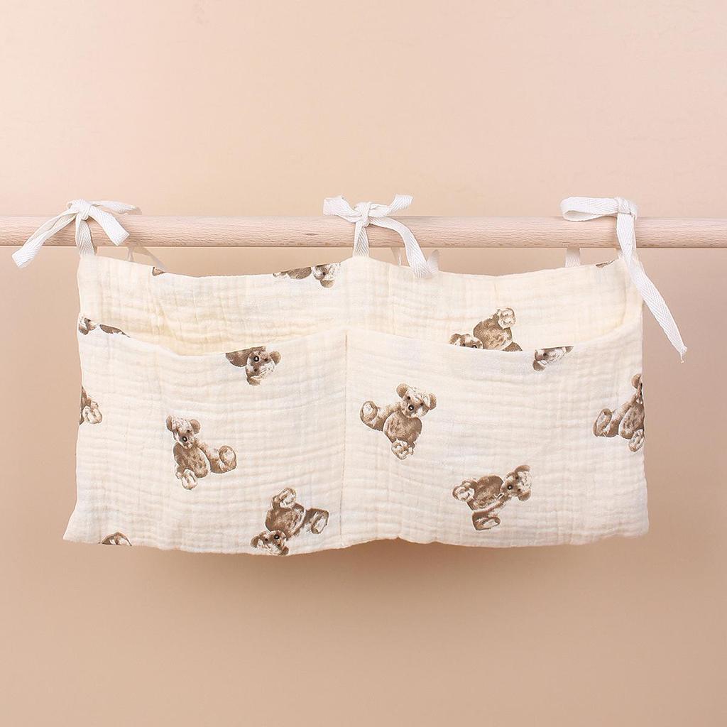 Pure Cotton Multifunctional Baby Stroller Hanging Bag with Double Compartments for Diapers, Milk Bottles, Teething Toys, and More