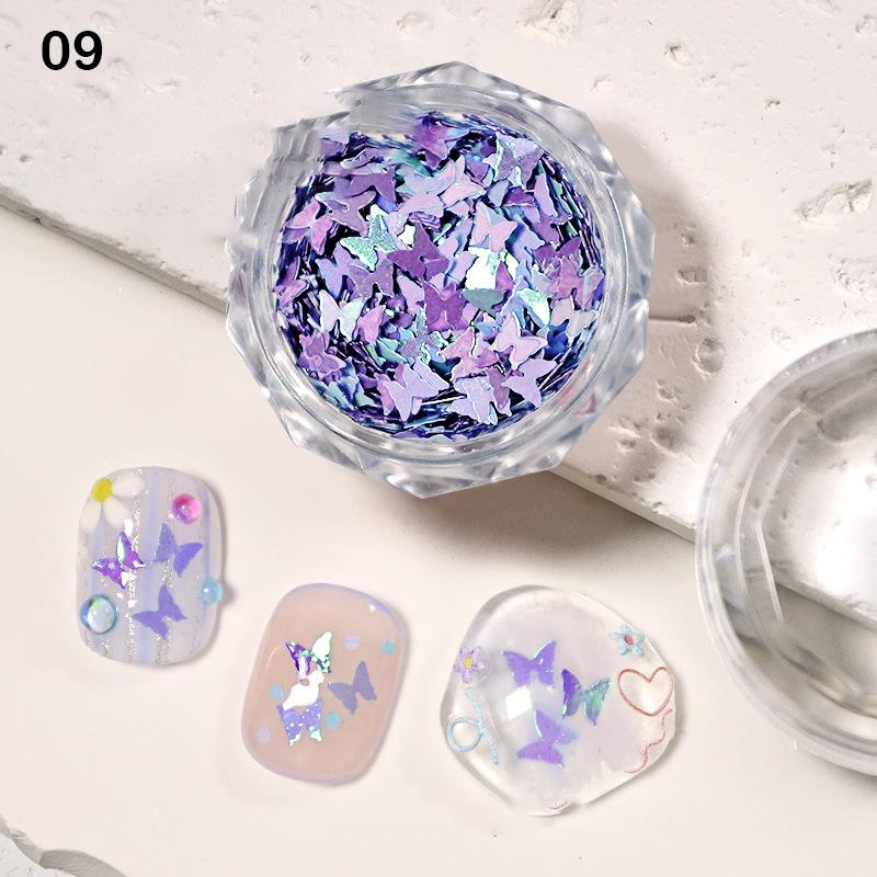 

1 банка Мини Разноцветные Мечтательные Блестки для Ногтей Бабочки Макарон Иллюзия Бабочки Декоративный Материал Аксессуары для Ногтей 9