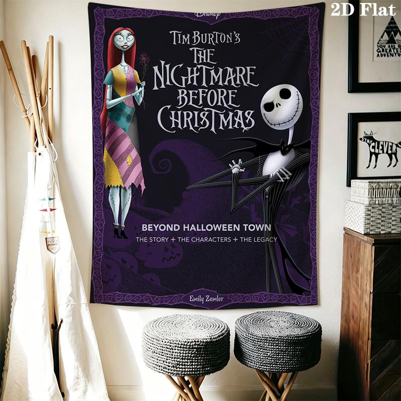 Jack Skellington'S Halloween Night Adventure Tapestry Fashion Print Wallmounted Atmospheric Background Cloth Background Cloth Wall Decoration