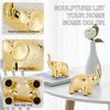1 Pair Mini Ceramic Elephant Lucky Ornament Golden Silver Animal Sculpture Crafts Figurine Desktop Decoration Birthday Gift