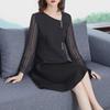 [Clearance] Elegant Spring Dress with Slim Waist, Beaded Polka Dot Long Sleeves - Plus Size