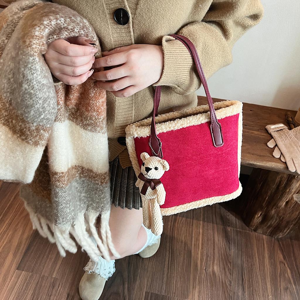 Portable Bucket Bag Women's 20253 Autumn and Winter New Plush Suede Tote Bag Large Capacity Matte Suede