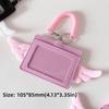 PU Leather Kpop Photocard Holder 2 Card Slot Photo Display Credit ID Card Protective Case Angel Wings Keychain Card Bag