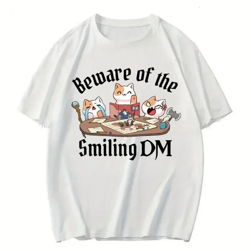 T Shirt Cats Playing Dungeons and Dragons Present Funny Tshirt Summer Short-sleev WomesT-Shirt