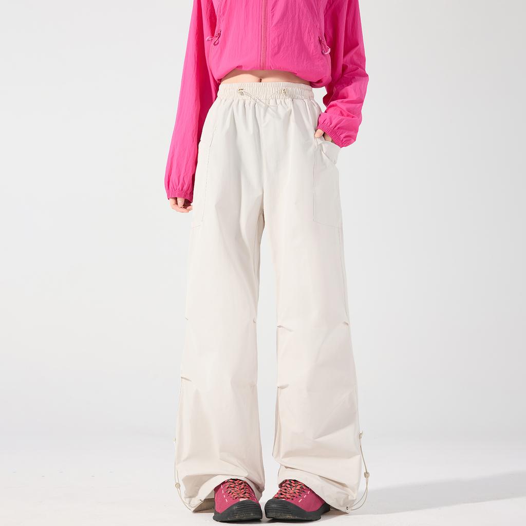 Pantaloni Traspiranti Impermeabili Colorati in Seta di Ghiaccio Asciugatura Rapida Gamba Larga Paracadute Ultraleggeri Antivento Protezione Solare per Donna