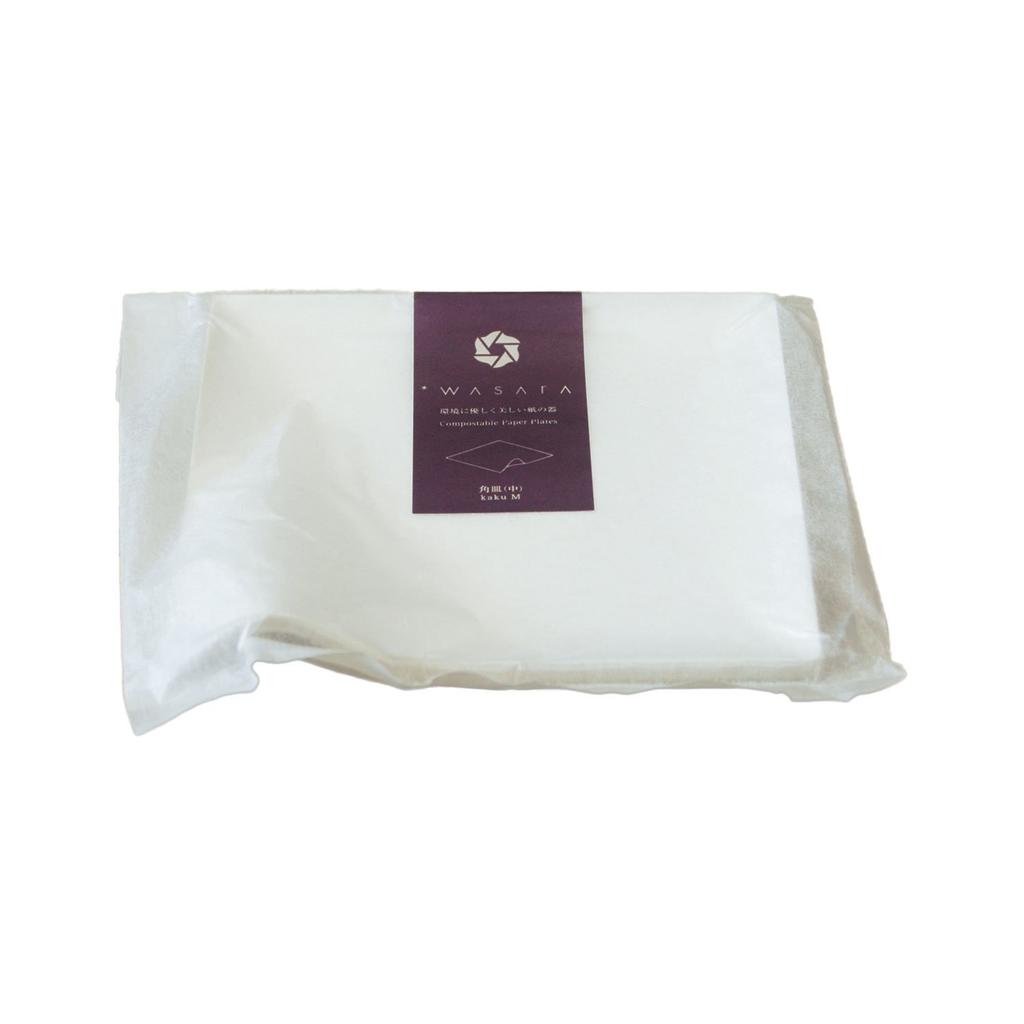 Disposable paper plates WASARA square plates 100 pieces (medium)