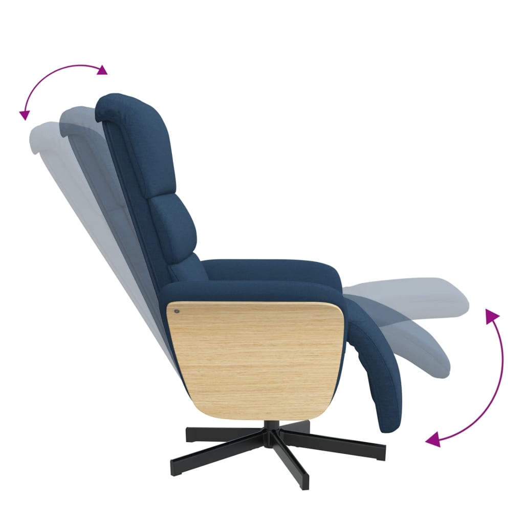 Recliner with Footrest Blue Fabric