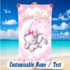 Elephant Theme Beach Towel Personalized Custom Name & Text Soft Quick Dry Beach Towel for Swimming Travel