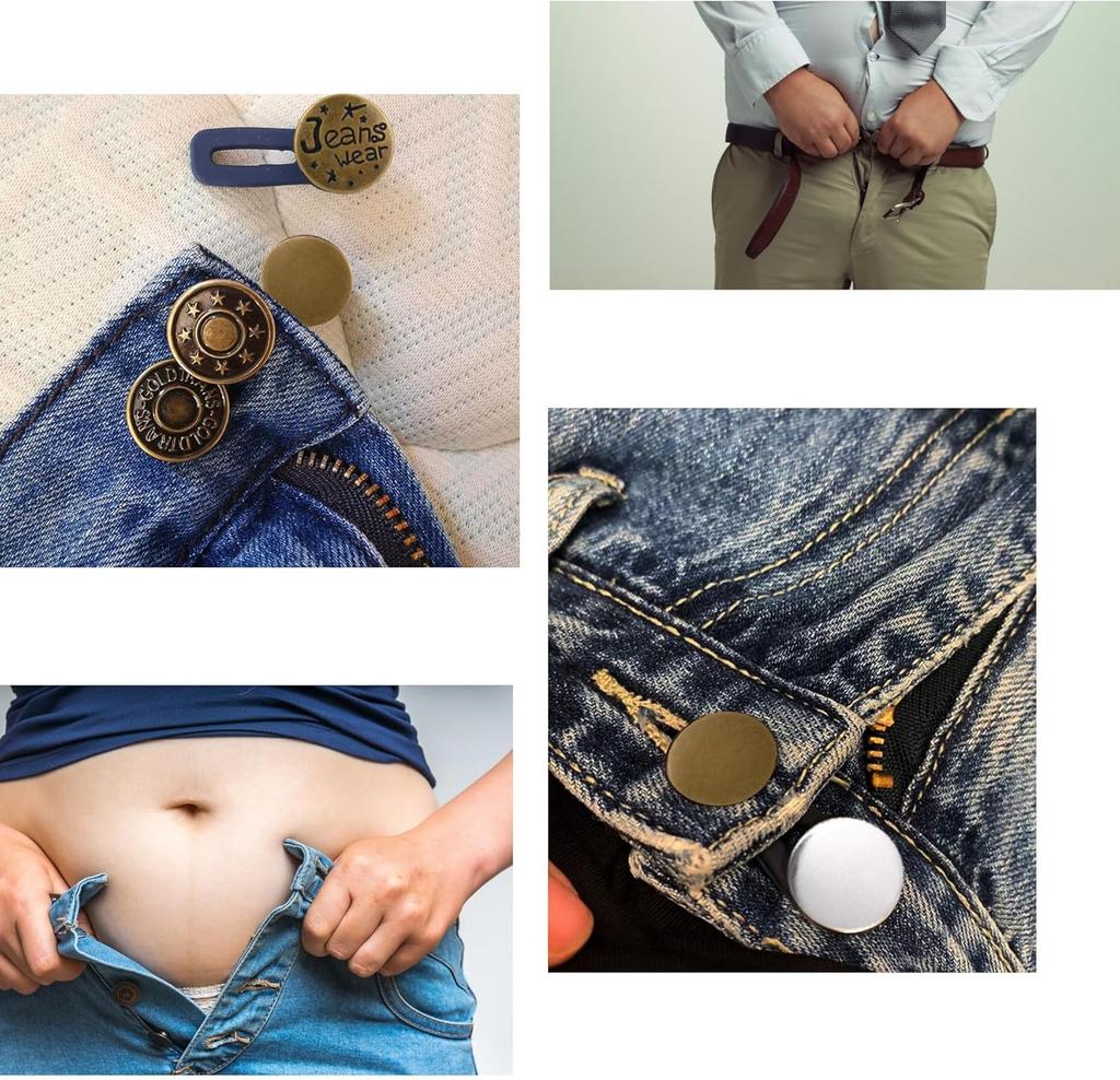 5pcs Metal Button Extender Perfect To Any Jeans Pants Free Sewing Retractable Jeans Waist Button Extended Buckles Fixing Kit