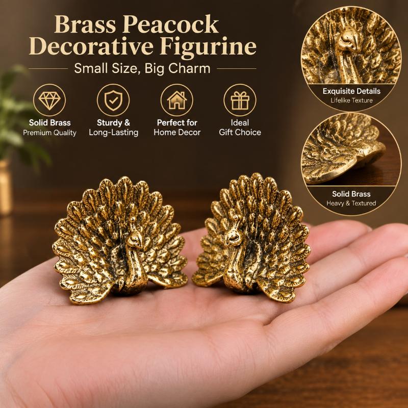 Vintage Peacock Figurine Antique Brass Animal Statue Ornament Tabletop Home Decor Craft Gift