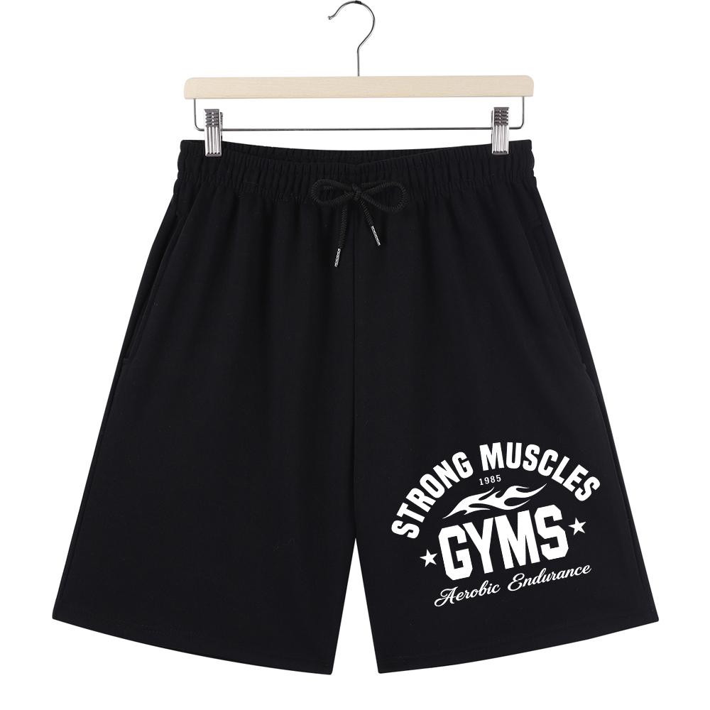 

Strong Muscles Gyms 1985 Printed Pants Mens Summer Oversized Wide Sporty Shorts Casual Pocket Shorts Basics Clothes S