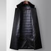 Men's Mulberry Silk Woolen Coat Autumn and Winter Knee Long Mink Hair Stand-up Collar Take-off White Goose Down Liner Business Jacket