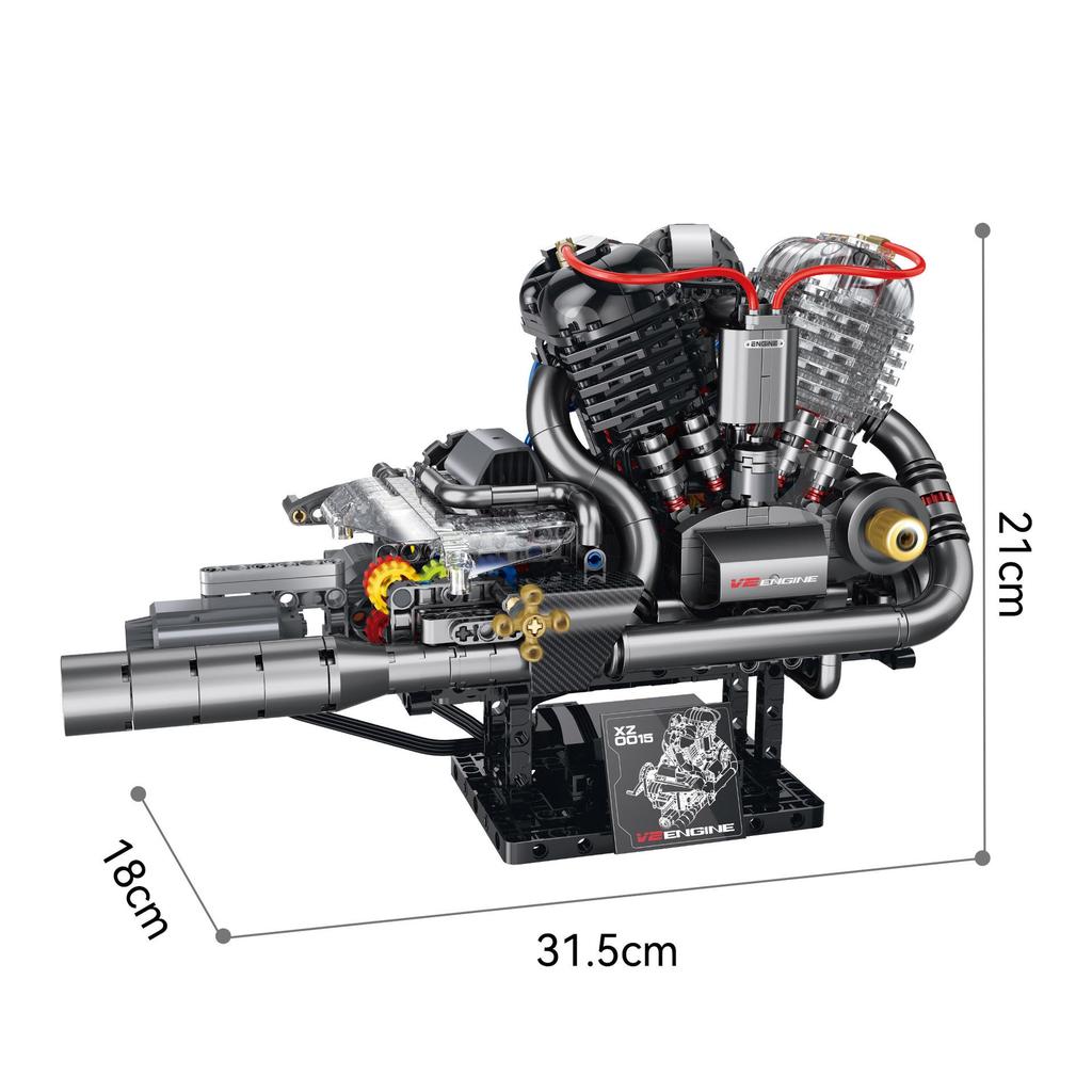 Harley Motorcycle Engine Building Blocks Toy with Light and Sound Effects - Compatible Bricks Display Item