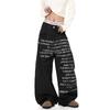 VibeStreet American Large Size Letter Print Jeans Women's Vintage Loose Lazy Style Floor-Length Pants Straight Leg Jeans