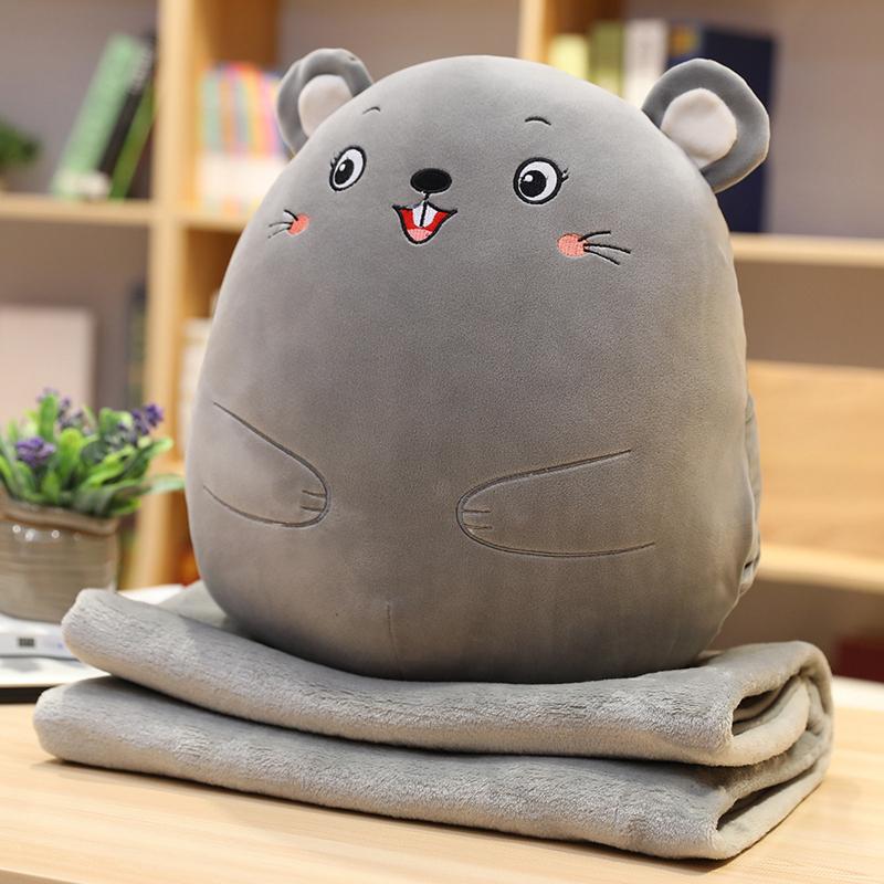 Hot Lovely Cartoon Animal Dinosaur Unicorn Mouse Monkey Plush Toys Stuffed Soft Warm Hand Pillow Blanket Children Birthday Gift