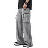 Vintage Tie-dye Overalls Men's Drawstring Three-dimensional Pockets Wide-leg Casual Pants