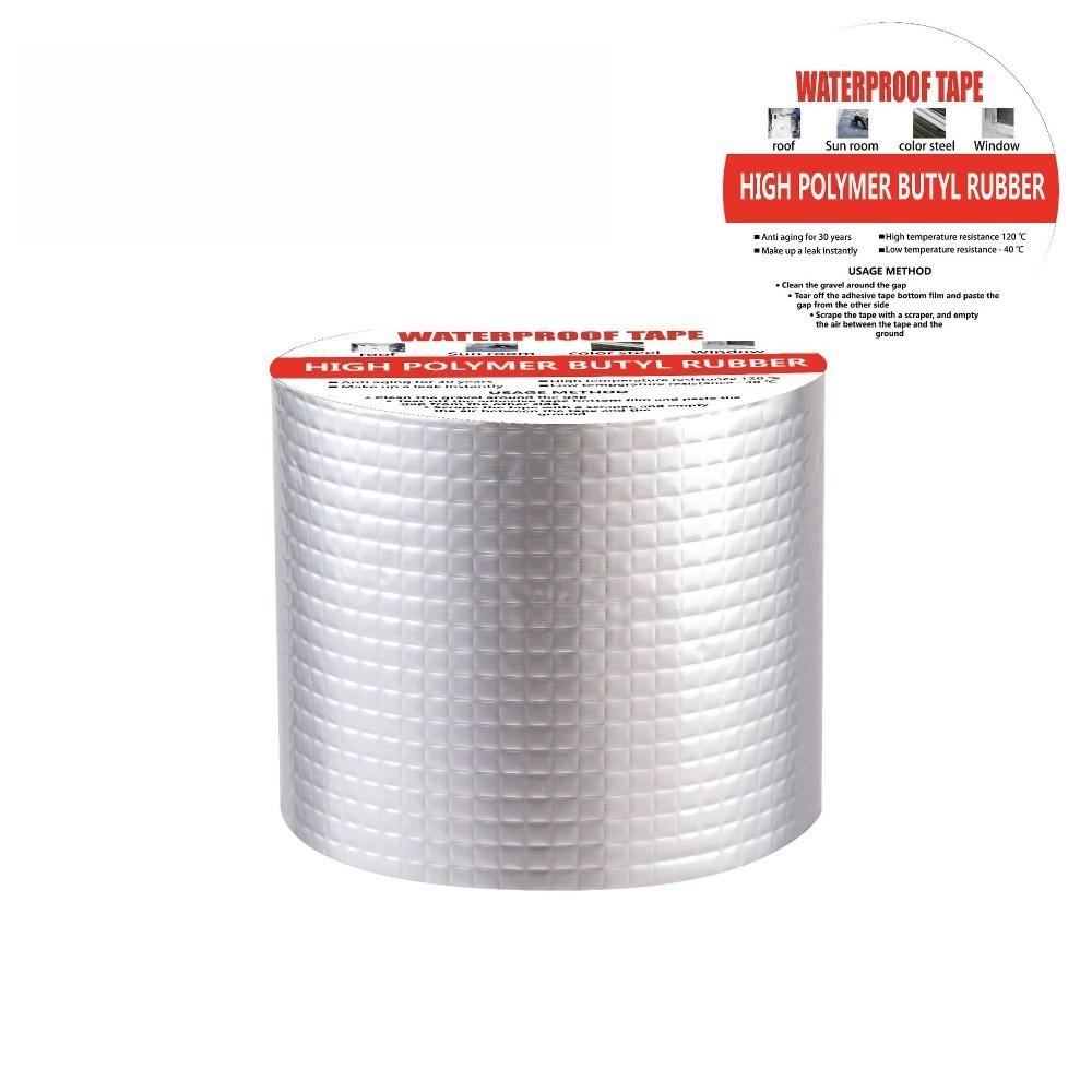 1rollofSelf-adhesiveButyl TapeWaterproof Aluminum Foil Leakage Clogging Steel Color Roof Leakage Repaandwir Material Manual Work