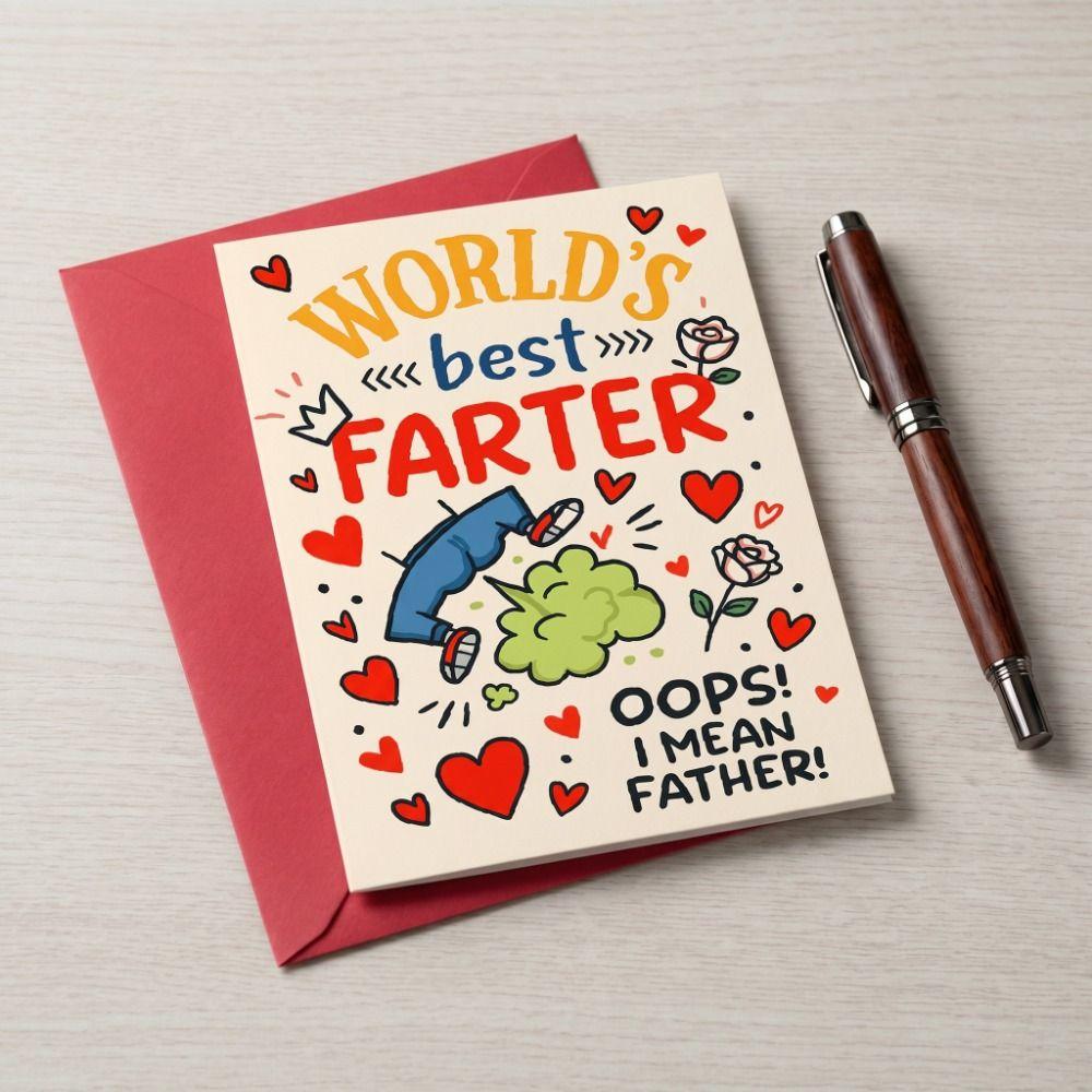 Mit Umschlag Vatertagskarte Lustiges Design Vatertagsgeschenke Cartoon Papa Grußkarte Geburtstag