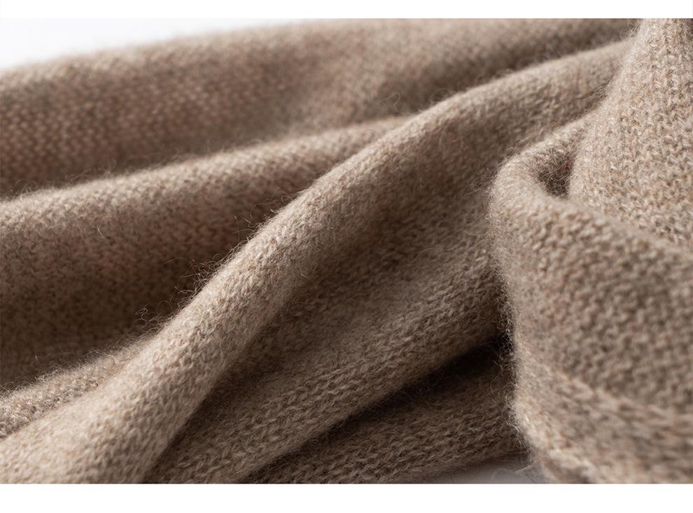 Women's 100% Pure Cashmere Solid Color Knit Shawl - Warm Fashion for Autumn & Winter