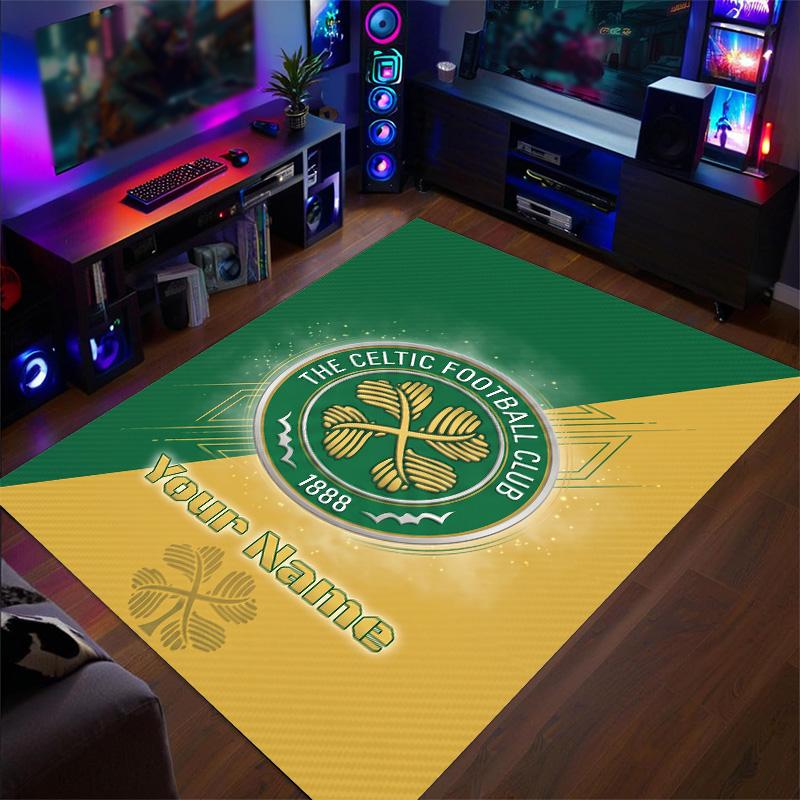Crystal Velvet Rug Celtic FC Print Custom Name Text Floor Mat Home Decor