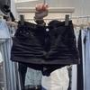 American Spicy Girl Side-Zip Black Denim Skort - Women's Trendy Slimming Anti-Exposure Skirt with Versatile Inner Lining