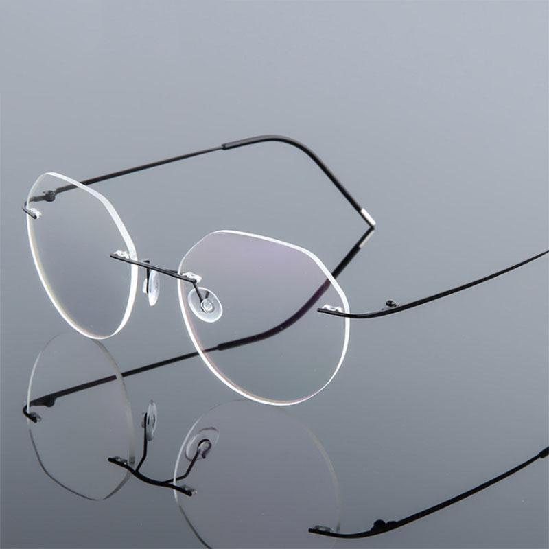 Polygon Foldable Flexible Ultra Light Titanium Alloy Myopia Eyeglasses Rimless Optical Glasses -0.5 -0.75 -1.0 -1.5 To -6.0