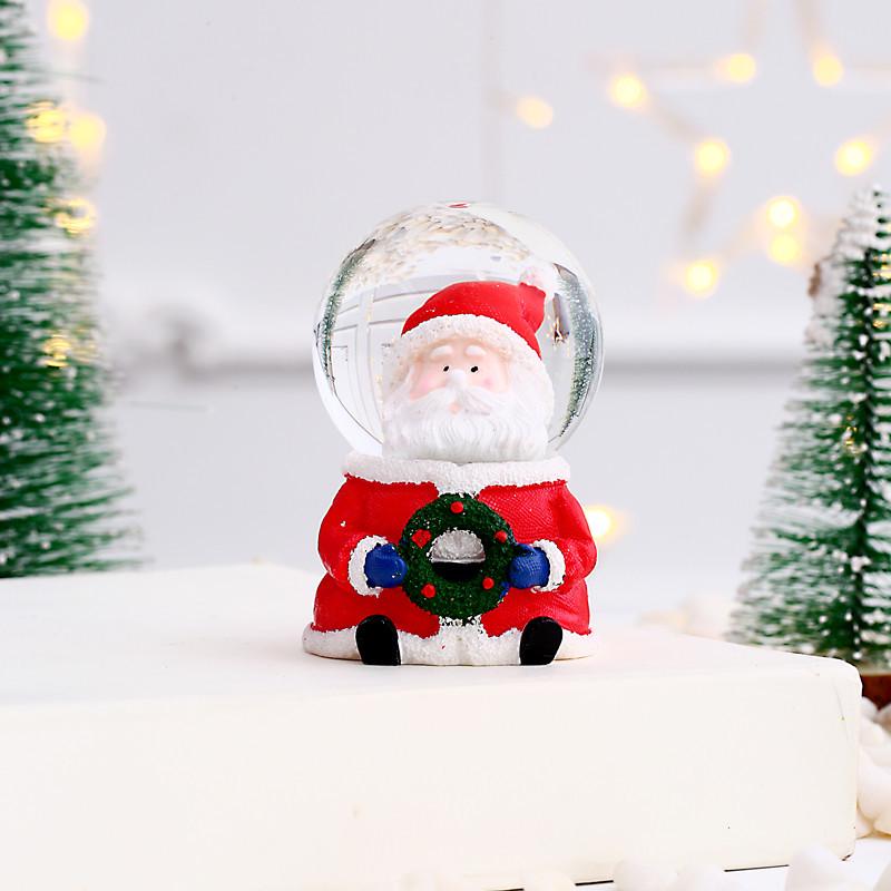 LED Christmas Santa Crystal Ball Ornament - Resin Glass Children s Gift