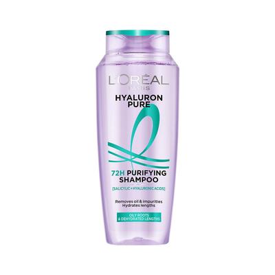 Shampoo Purificante L’Oréal Paris Hyaluron Pure 72H | couro cabeludo oleoso e cabelo seco | ácido salicílico e hialurônico | 340 ml
