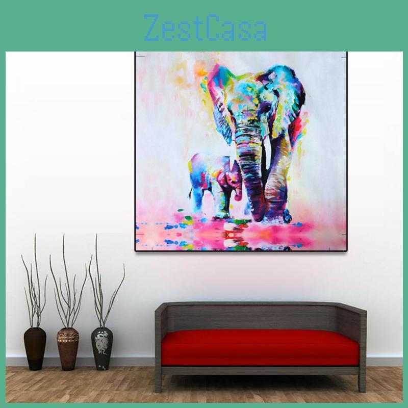 Stylish And Timeless Elephant Oil Canvas Painting For Wall Art