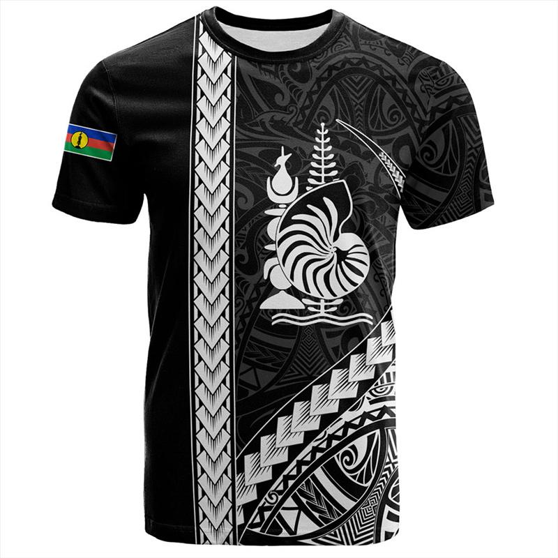 New Caledonia 3D Printed T Shirt Men Summer Crew Neck Short Sleeves Hawaiian Oversized Tees Casual Streetwear Polynesian T-shirt