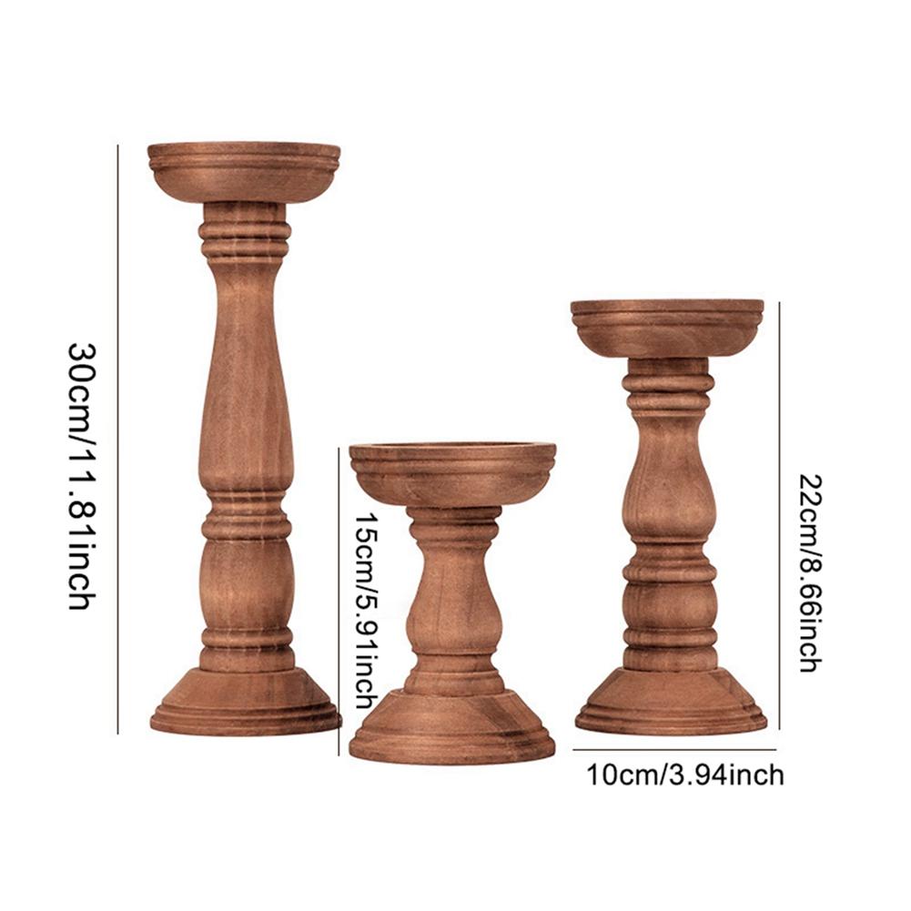 3pcs Wooden Candle Holder Wedding Banquet Columnar Candlestick