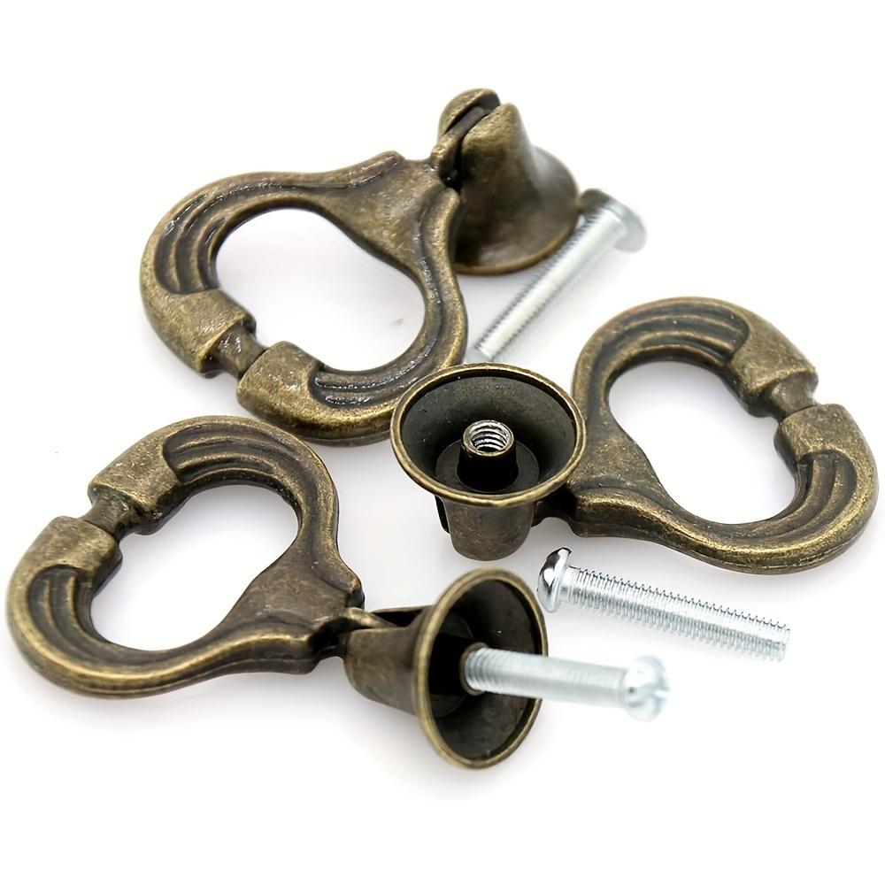 Vintage Zinc Alloy Drop Handles 5 Pcs Ring Pulls Knobs for Dresser Chest Drawers with Single Hole and 3 Screws