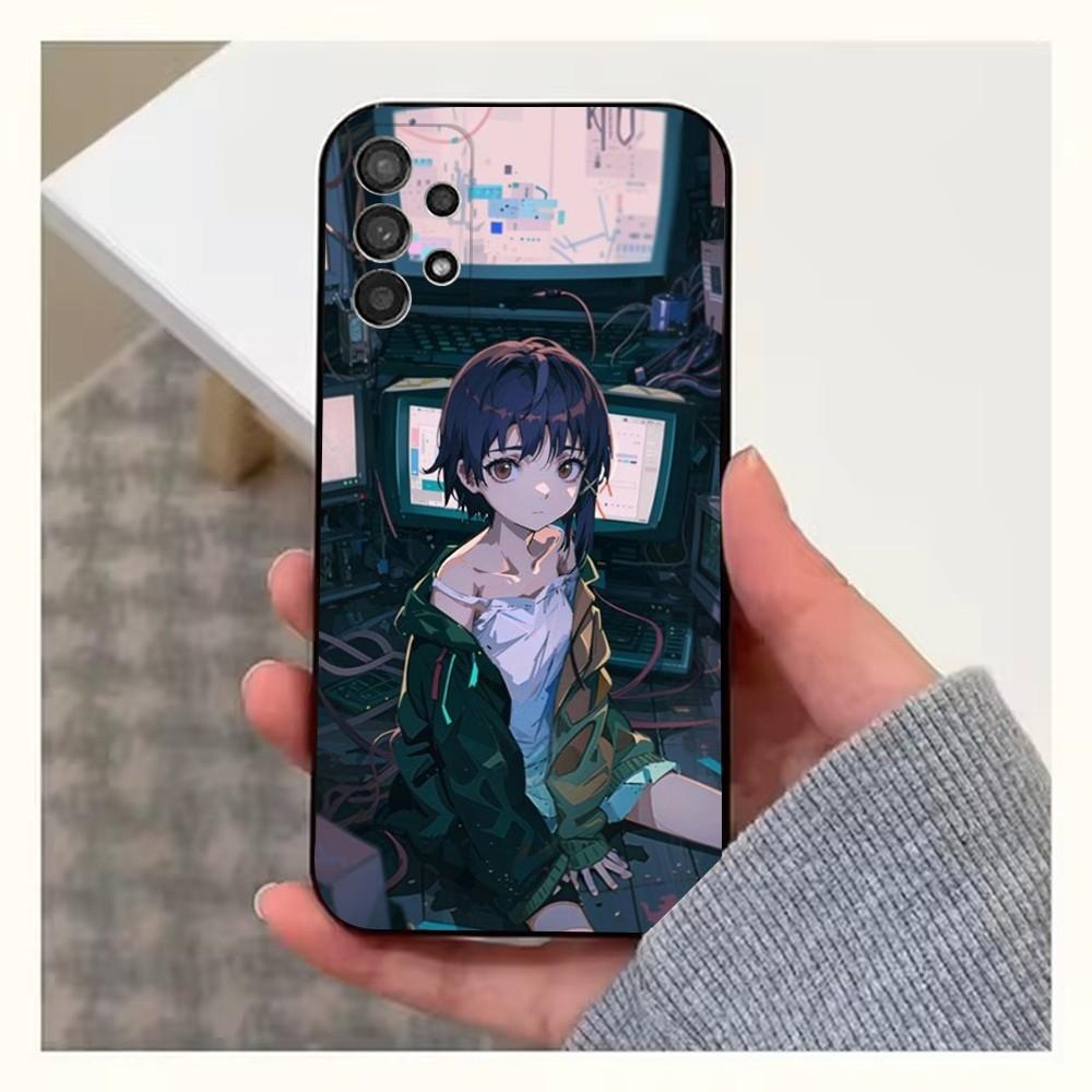 E-Experiments L-Lains Anime Phone Case For Samsung S25,S24,S23,S22,S20,S21,S10,Ultra,Plus,Lite,FE,Soft Silicone Black Cover