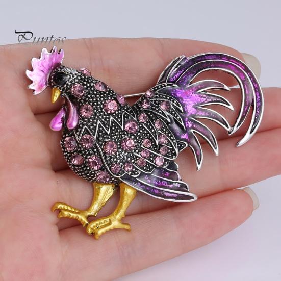 Broșă cu strass în formă de cocoș mare, creativ, bijuterii, cadou de Crăciun pentru petrecere