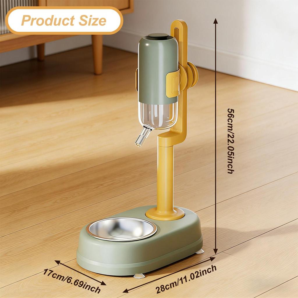 Adjustable Pet Feeder Drinking Fountain Detachable Bottle Standing Bowl for Dog Cat Bunny Animal Supplies