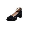 Mary Jane high heels women's 2024 new summer one-word buckle French retro versatile temperament thick heel single shoes