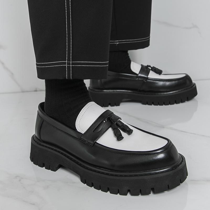 Glossy fashion platform loafers men's Korean version glossy heightening leather shoes British business fringed men's shoes