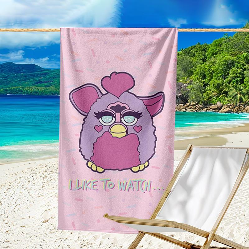 Colorful Furby In Bubbles Microfiber Beach Towel, Lightweight And Quick-Dry, for Summer Travel, Beach Essential, Swimming Pool Outdoor