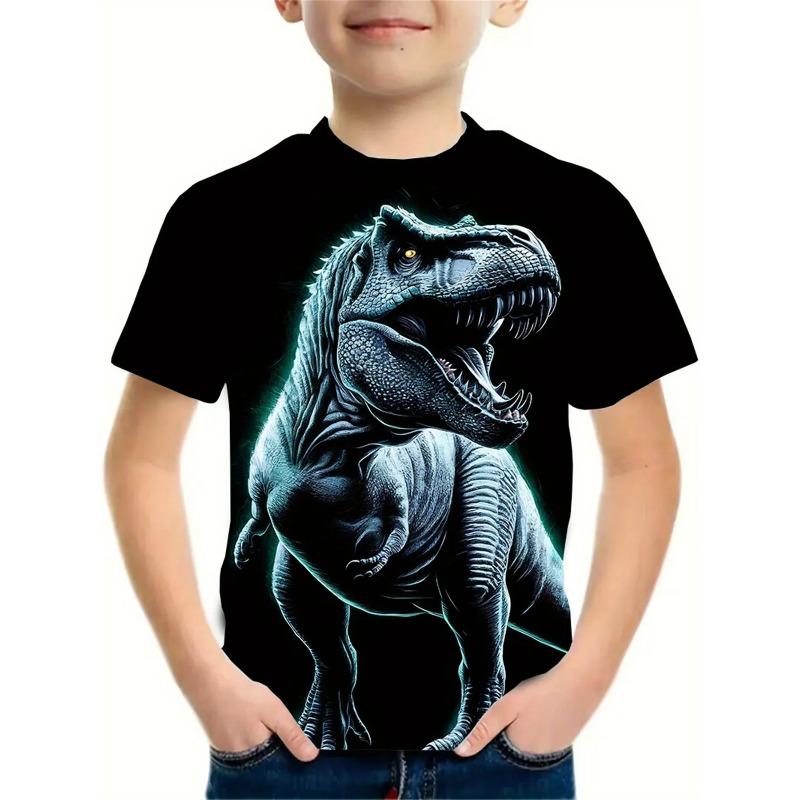 Summer Kids Dinosaur 3D Printed Crew Neck T-Shirt