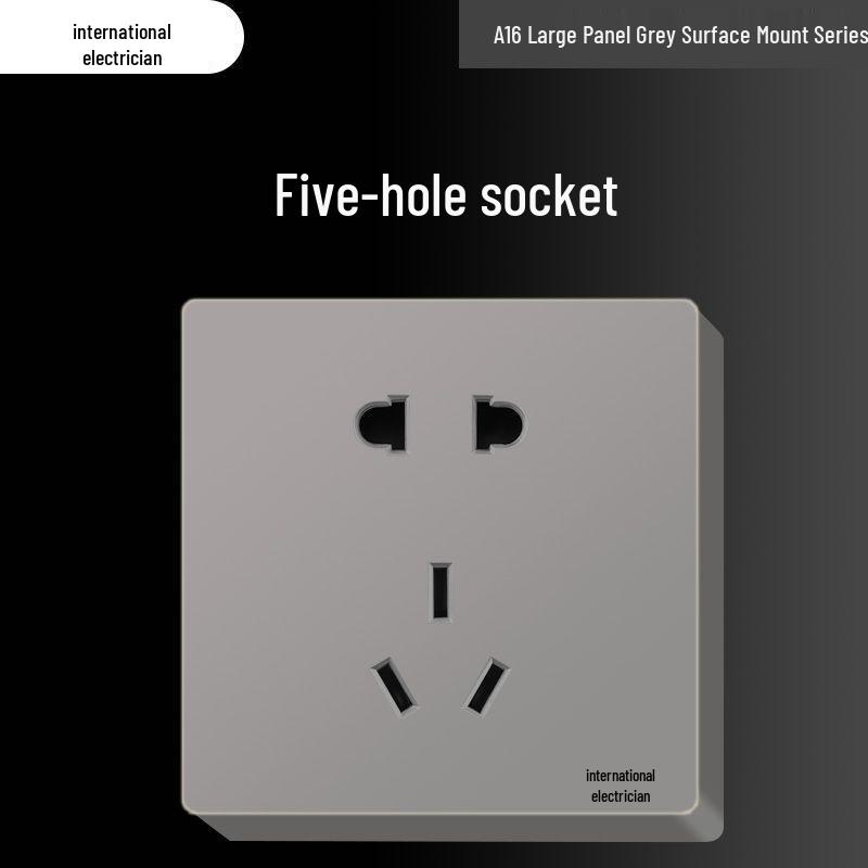 Priză electrică ultra-subțire de 16A cu montaj aparent cu panou de perete cu cinci găuri pentru uz casnic și pentru aparat de aer condiționat