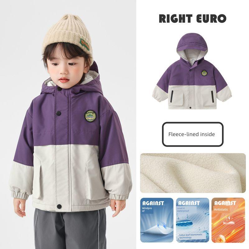 Boys' Mountain Series Waterproof Fleece-Lined Cotton Jacket for Autumn and Winter 2025 New Children's Clothing Windproof Jacket for Kids and Babies