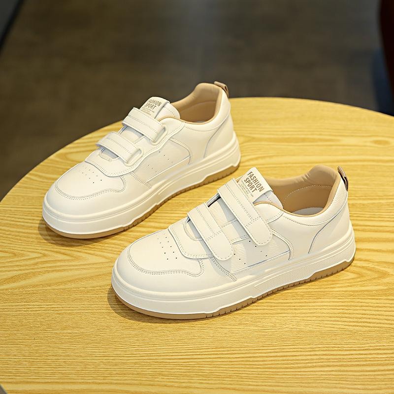 Velcro little white shoes women's flat bottom 2025 spring new popular versatile platform student sports and leisure board shoes