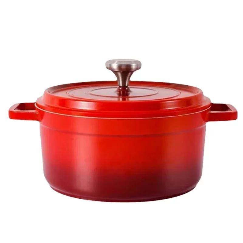 

Enameled Steel Braiser W/Lid Crock Pot Stockpot 2-3L красный