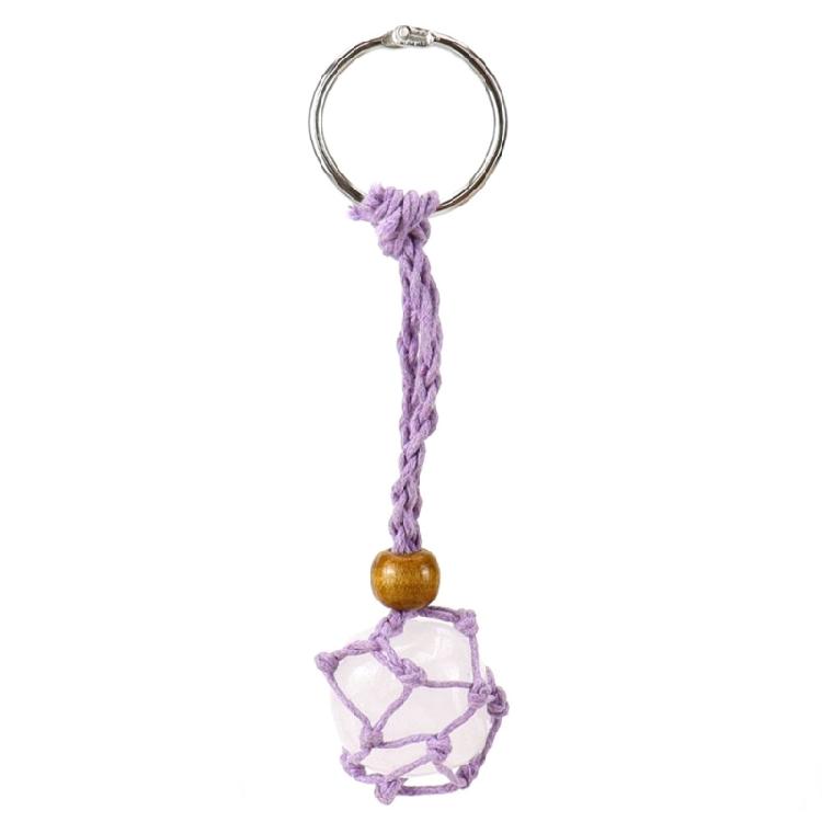 Crystal Stone Holder Hanging-Ornaments Keychain Adjustable Bag Charm Decors Cord Empty Stone Holder Keychain