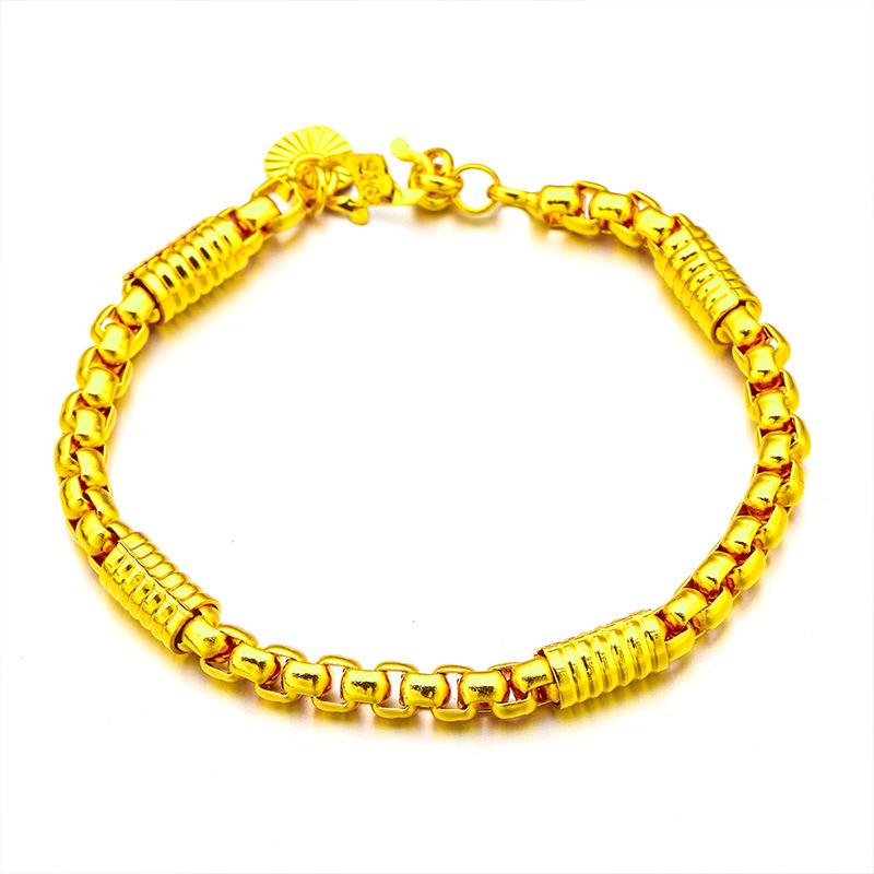 Women's Corn Fashion Thin Bracelet 24K Gold AU999 - Traditional Craft, 3D Corn Pattern, Non-constricting Chain,for Dress Outfits