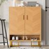 Shoe Cabinet 80x38x100 Cm for Entrance, Soft-close Doors, Open Niche, Natural Color MDF