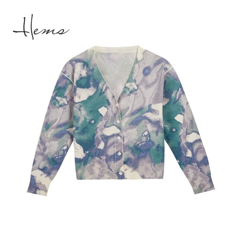 

Кардиган трикотажный шерстяной с принтом V-образный вырез Heirmans L