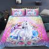 Home Textiles Rainbow Unicorn Bedding 3D Digital Printing Quilt Set Three-Piece Set